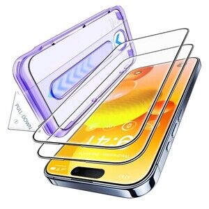 Unbreakable 9H+ Glass for iPhone 15 Pro Max Screen Protector [Military Grade...